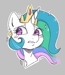 Size: 351x407 | Tagged: safe, artist:mushy, ponerpics import, princess celestia, alicorn, pony, aggie.io, blushing, ear piercing, earring, female, grimace, jewelry, mare, piercing, simple background