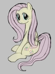 Size: 271x362 | Tagged: safe, ponerpics import, fluttershy, pegasus, pony, aggie.io, female, looking at you, lowres, mare, simple background, sitting
