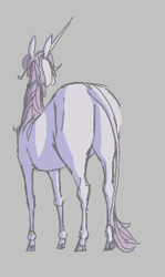 Size: 187x314 | Tagged: safe, ponerpics import, pony, aggie.io, amalthea, butt, female, looking away, lowres, mare, plot, simple background, the last unicorn