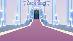 Size: 4096x2304 | Tagged: safe, artist:candy meow, derpibooru import, crystal, crystal castle, crystal empire, crystal kingdom, legends of equestria, loading screen, no pony, pillow, throne, throne room