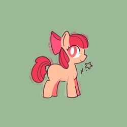 Size: 2048x2048 | Tagged: safe, artist:reygw3n, derpibooru import, apple bloom, earth pony, pony, female, filly, foal, green background, simple background, solo, white pupils