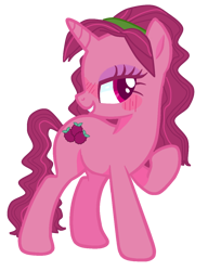 Size: 946x1230 | Tagged: safe, artist:raini-bases, artist:vernorexia, derpibooru import, earth pony, pony, unicorn, g4, bangs, base used, blushing, colored eyelashes, colored pupils, crossover, eyelashes, eyeshadow, female, headband, makeup, mare, pink coat, pink hair, pink mane, raspberry torte, simple background, solo, strawberry shortcake, strawberry shortcake berry in the big city, transparent background, wavy hair