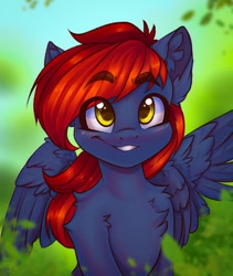 Size: 1600x1900 | Tagged: safe, artist:falafeljake, derpibooru import, oc, oc only, pegasus, pony, blushing, chest fluff, solo