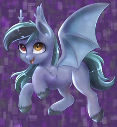 Size: 1895x2048 | Tagged: safe, artist:hellishnya, derpibooru import, oc, oc only, oc:scrimmy, bat pony, pony, bat pony oc, bat wings, eyes open, fangs, full body, heterochromia, looking up, open mouth, raised hoof, raised leg, shiny, simple background, smiling, solo, spread wings, wings