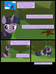 Size: 1042x1358 | Tagged: safe, artist:dendoctor, derpibooru import, mean twilight sparkle, twilight sparkle, twilight sparkle (alicorn), alicorn, pony, comic:clone.., alternate universe, clone, clothes, comic, female, injured