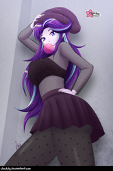 Size: 527x800 | Tagged: safe, artist:clouddg, derpibooru import, starlight glimmer, equestria girls, bubblegum, food, gum, looking at you