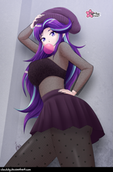 Size: 527x800 | Tagged: safe, alternate version, artist:clouddg, derpibooru import, starlight glimmer, human, bubblegum, food, gum, humanized, looking at you