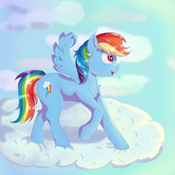 Size: 5000x5000 | Tagged: safe, artist:fdv.alekso, rainbow dash, pegasus, pony, cloud, female, mare, raised hoof, raised leg, solo