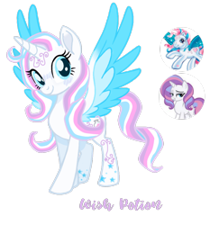 Size: 3222x3464 | Tagged: safe, artist:diamondlbases, artist:vernorexia, derpibooru import, potion nova, star catcher, alicorn, pegasus, pony, unicorn, g3, g4, my little pony: pony life, my little pony: the movie, blue eyes, body markings, coat markings, colored wings, curly hair, curly mane, facial markings, fusion, g3 to g4, g4.5 to g4, generation leap, gradient wings, horn, multicolored wings, name, simple background, solo, spread wings, stars, transparent background, wings