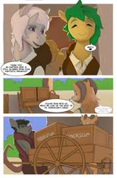 Size: 2443x3712 | Tagged: safe, artist:nubsy, derpibooru import, anthro, comic, dialogue, equine, female, fox-faun, male, vulgar