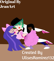 Size: 2273x2565 | Tagged: safe, artist:jeanart, artist:ulisesramirez132, derpibooru import, spike, human, dancing, humanized, kissing, shipping, zatannaxspike, zataspike, zee zatara