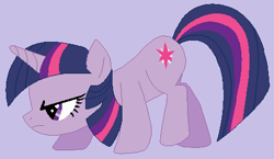 Size: 446x259 | Tagged: safe, artist:painterede, artist:selenaede, artist:twilyisbestpone, derpibooru exclusive, derpibooru import, twilight sparkle, unicorn twilight, pony, unicorn, angry, base used, battle stance, crouching, female, fighting stance, mare, purple background, simple background, solo