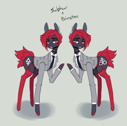 Size: 1982x1964 | Tagged: safe, artist:scarfyace, derpibooru import, oc, oc only, earth pony, pony, fallout equestria, clothes, male, siblings, stallion, stockings, thigh highs, twins