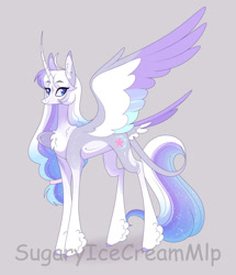 Size: 1024x1189 | Tagged: safe, artist:sugaryicecreammlp, derpibooru import, oc, oc:aura sparkle, alicorn, pony, female, mare, offspring, parent:flash sentry, parent:twilight sparkle, parents:flashlight, solo, tail, tail feathers