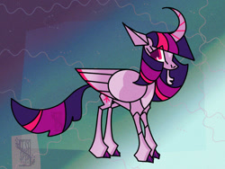 Size: 1280x964 | Tagged: safe, artist:laps-sp, derpibooru import, twilight sparkle, twilight sparkle (alicorn), alicorn, pony, abstract, curved horn, horn, solo