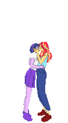 Size: 800x1430 | Tagged: safe, artist:elisdoominika, derpibooru import, sunset shimmer, twilight sparkle, equestria girls, animated, clothes, couple, female, hand on cheek, holding, hug, jeans, kissing, legs in air, lesbian, lifting, looking at each other, looking at someone, pants, rotoscope, shipping, shirt, shoes, simple background, skirt, smiling, smiling at each other, sneakers, squeezing, sunsetsparkle, t-shirt, tanktop, transparent background, wholesome
