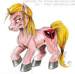 Size: 515x504 | Tagged: safe, artist:fukari, derpibooru import, earth pony, pony, colored hooves, dragon age, male, ponified, solo, stallion, traditional art, zevran arainai