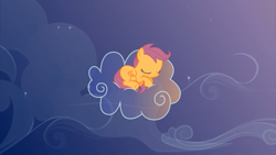 Size: 1920x1080 | Tagged: safe, artist:stasysolitude, derpibooru import, scootaloo, pegasus, pony, cloud, cloudy, cute, cutealoo, female, filly, foal, on a cloud, sleeping, solo, stars