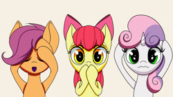 Size: 1024x576 | Tagged: safe, artist:arcuswind, derpibooru import, apple bloom, scootaloo, sweetie belle, earth pony, pegasus, pony, unicorn, cutie mark crusaders, female, filly, foal