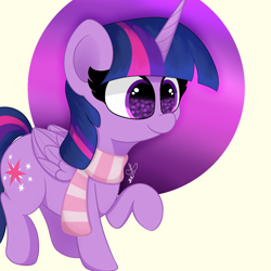 Size: 2000x2000 | Tagged: safe, artist:daftramms, derpibooru import, twilight sparkle, twilight sparkle (alicorn), alicorn, pony, g4, clothes, cute, scarf, solo, striped scarf