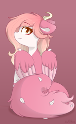 Size: 4320x7000 | Tagged: safe, artist:ev04ka, artist:ev04kaa, derpibooru import, oc, oc only, pegasus, pony, commission, ears, female, floppy ears, gradient background, looking at you, looking back, looking back at you, mare, profile, rcf community, solo, wing claws, your character here