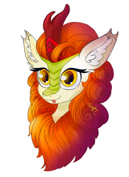 Size: 1490x2048 | Tagged: safe, artist:saphypone, derpibooru import, autumn blaze, kirin, :p, bust, ear fluff, ears, female, mare, portrait, signature, smiling, solo, tongue, tongue out