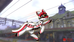 Size: 1024x579 | Tagged: safe, artist:fancxyfox, derpibooru import, object pony, original species, hsinchu, hsinchu railway station, puyuma express, solo, taiwan, train, train pony, train station