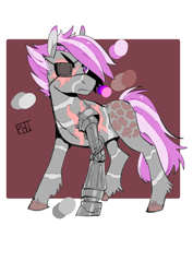 Size: 1240x1754 | Tagged: safe, artist:scarfyace, derpibooru import, oc, oc:hired gun, oc:silver storm, earth pony, pony, fallout equestria, fallout equestria: heroes, amputee, fanfic art, female, mare, prosthetic leg, prosthetic limb, prosthetics