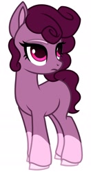 Size: 1075x2029 | Tagged: safe, artist:dancingkinfiend, derpibooru exclusive, derpibooru import, oc, oc only, oc:jade storm, earth pony, pony, base, base used, coat markings, curly hair, curly mane, female, image macro, lidded eyes, mare, purple fur, purple mane, short hair, short mane, short tail, simple background, socks (coat marking), solo, tail, white background