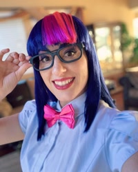 Size: 1080x1350 | Tagged: safe, artist:briannacherrycosplay, derpibooru import, twilight sparkle, human, equestria girls, clothes, cosplay, costume, glasses, irl, irl human, photo, solo