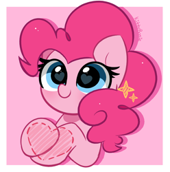 Size: 3872x3902 | Tagged: safe, artist:kittyrosie, derpibooru import, pinkie pie, earth pony, pony, abstract background, cute, diapinkes, heart eyes, high res, pink, simple background, wingding eyes