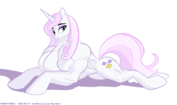 Size: 4372x2614 | Tagged: safe, artist:pandatarius, derpibooru import, fleur-de-lis, pony, unicorn, female, fleur-de-lifts, mare, muscles, muscular female, simple background, solo, white background