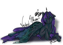 Size: 557x399 | Tagged: safe, artist:krysalisk, derpibooru import, oc, oc only, changeling, changeling queen, changeling queen oc, lying down, prone, signature, simple background, solo, transparent background