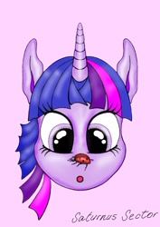 Size: 1131x1599 | Tagged: safe, artist:saturnus sector, derpibooru import, twilight sparkle, insect, ladybug, pony, surprised