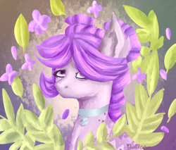 Size: 2000x1700 | Tagged: safe, artist:dillice, derpibooru import, oc, oc only, earth pony, pony, bust, choker, earth pony oc, eyelashes, female, mare, solo