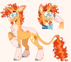 Size: 1280x1117 | Tagged: safe, artist:wanderingpegasus, derpibooru import, sunburst, pony, unicorn, alternate hairstyle, chest fluff, cloak, clothes, coat markings, cute, exclamation point, facial hair, glasses, goatee, leonine tail, male, raised hoof, raised leg, redesign, simple background, solo, stallion, sunbetes, sunburst's cloak, sunburst's glasses, tail, unshorn fetlocks, white background