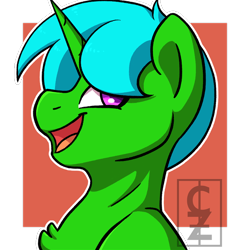 Size: 800x800 | Tagged: safe, artist:cleoziep, derpibooru import, oc, oc:green byte, unicorn, commission, male, simple background, stallion, ych result