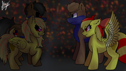 Size: 1920x1080 | Tagged: safe, artist:jay_wackal, derpibooru import, oc, oc only, oc:marmalade, oc:rubik, earth pony, pegasus, pony