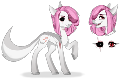 Size: 1950x1258 | Tagged: safe, artist:lissfoxz, derpibooru import, oc, oc only, original species, pony, shark, shark pony, black sclera, bust, duo, eye scar, eyelashes, female, heterochromia, mare, raised hoof, raised leg, scar, simple background, transparent background