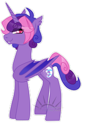 Size: 2107x3061 | Tagged: safe, artist:nekomellow, derpibooru exclusive, derpibooru import, oc, oc only, oc:cinnamon music, alicorn, bat pony, bat pony alicorn, pony, bat wings, ear tufts, eye clipping through hair, eyebrows, eyebrows visible through hair, fangs, female, high res, horn, mare, multicolored hair, multicolored tail, pink eyes, simple background, smiling, solo, standing, tail, transparent background, watermark, wings