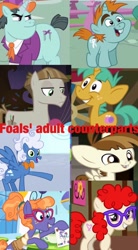 Size: 845x1536 | Tagged: artist needed, safe, derpibooru import, edit, edited screencap, screencap, featherweight, fluffy clouds, frazzle rock, mudbriar, snails, snips, twist, earth pony, pegasus, pony, unicorn, bucktooth, claude, colt, female, filly, foal, glasses, male, mare, stallion