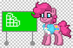 Size: 1141x757 | Tagged: safe, artist:nature guard, derpibooru import, pinkie pie, earth pony, pony, chalkboard, checkered background, clothes, female, full body, hooves, mare, pixel art, pony town, smiling, solo, standing, tail