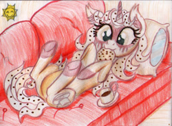 Size: 1175x865 | Tagged: safe, artist:magnifsunspiration, derpibooru import, oc, oc only, oc:cappuccine coffeebreak, pony, unicorn, ass, butt, female, traditional art