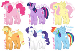 Size: 1280x863 | Tagged: safe, artist:cricket-soup, derpibooru import, applejack, fluttershy, pinkie pie, rainbow dash, rarity, twilight sparkle, earth pony, pegasus, pony, unicorn, deviantart watermark, female, mane six, mare, no pupils, obtrusive watermark, simple background, watermark, white background