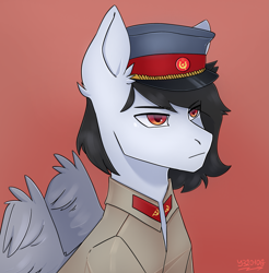 Size: 2133x2172 | Tagged: safe, artist:y32010g, derpibooru import, oc, oc:commissar junior, pegasus, equestria at war mod, clothes, soviet, stalliongrad, uniform