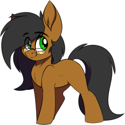 Size: 557x557 | Tagged: safe, artist:notetaker, derpibooru import, oc, oc only, oc:notetaker, earth pony, pony, earth pony oc, eye clipping through hair, eyebrows, eyebrows visible through hair, full body, glasses, hooves, simple background, smiling, solo, standing, tail, transparent background