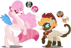 Size: 4090x2727 | Tagged: safe, artist:interstellar-quartz, derpibooru import, applejack, capper dapperpaws, discord, pinkie pie, oc, draconequus, hybrid, pony, interspecies offspring, obtrusive watermark, offspring, parent:applejack, parent:capper dapperpaws, parent:discord, parent:pinkie pie, parents:capperjack, parents:discopie, simple background, transparent background, watermark