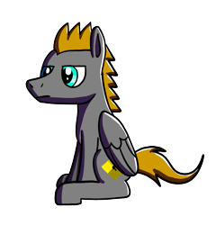 Size: 985x1024 | Tagged: safe, artist:platinumdrop, derpibooru import, oc, oc only, oc:platinumdrop, pegasus, pony, folded wings, full body, lidded eyes, male, pegasus oc, shading, simple background, sitting, solo, stallion, tail, transparent background, wings