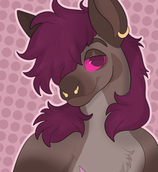 Size: 2089x2283 | Tagged: safe, artist:gooeygaster, derpibooru import, oc, oc only, donkey, colored sclera, ear piercing, earring, furry to pony, jewelry, nose piercing, piercing, ponysona, septum piercing, solo, species swap, transformation