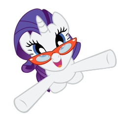 Size: 2508x2390 | Tagged: safe, artist:gusteaureeze, derpibooru import, rarity, pony, unicorn, season 1, suited for success, bipedal, female, glasses, high res, looking up, mare, open mouth, open smile, rarity's glasses, simple background, smiling, transparent background, vector